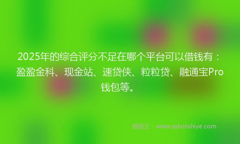 2025年的综合评分不足在哪个平台可以借钱有：盈盈金科、现金站、速贷侠、粒粒贷、融通宝Pro钱包等。