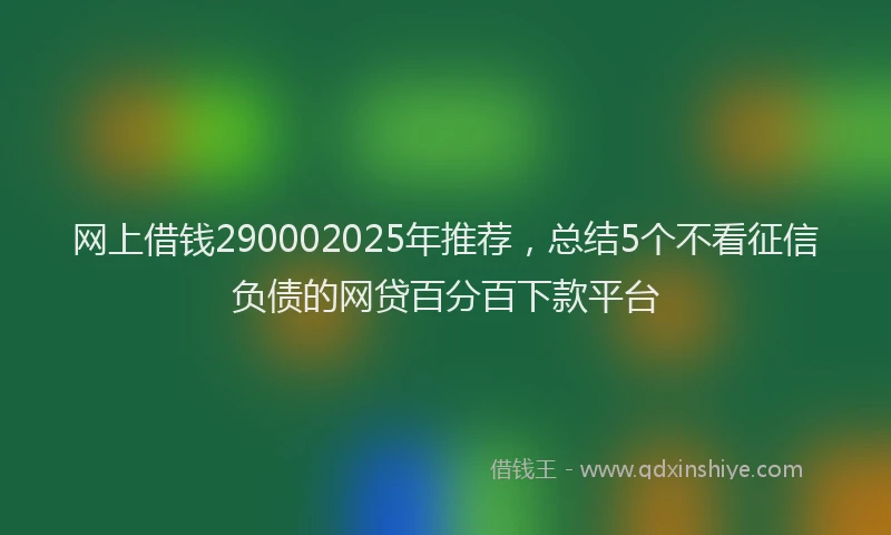 网上借钱290002025年推荐，总结5个不看征信负债的网贷百分百下款平台