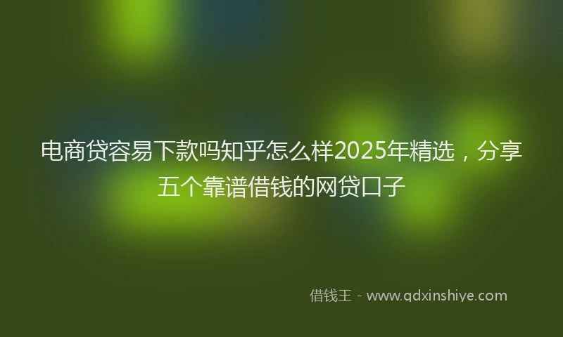 电商贷容易下款吗知乎怎么样2025年精选，分享五个靠谱借钱的网贷口子