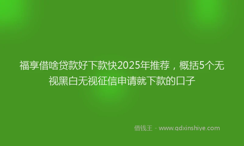 福享借啥贷款好下款快2025年推荐，概括5个无视黑白无视征信申请就下款的口子
