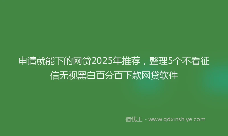 申请就能下的网贷2025年推荐，整理5个不看征信无视黑白百分百下款网贷软件