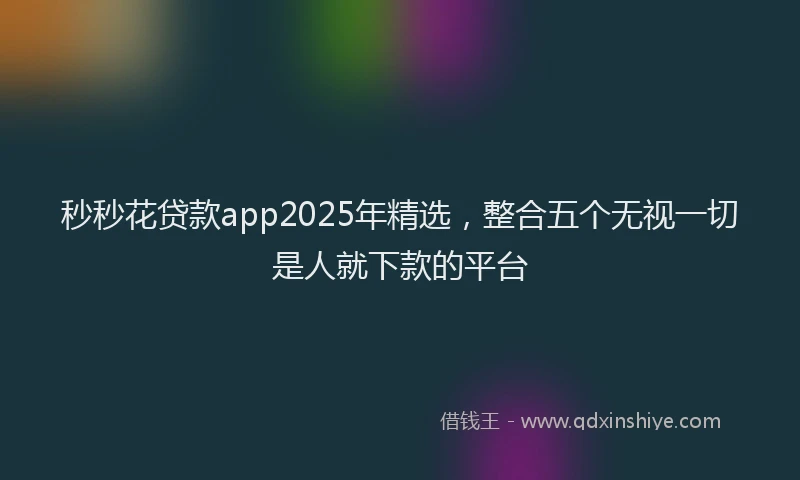 秒秒花贷款app2025年精选，整合五个无视一切是人就下款的平台