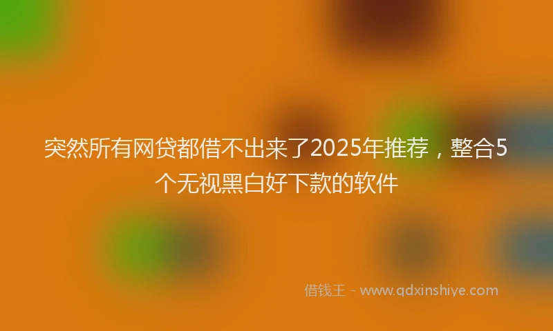 突然所有网贷都借不出来了2025年推荐，整合5个无视黑白好下款的软件
