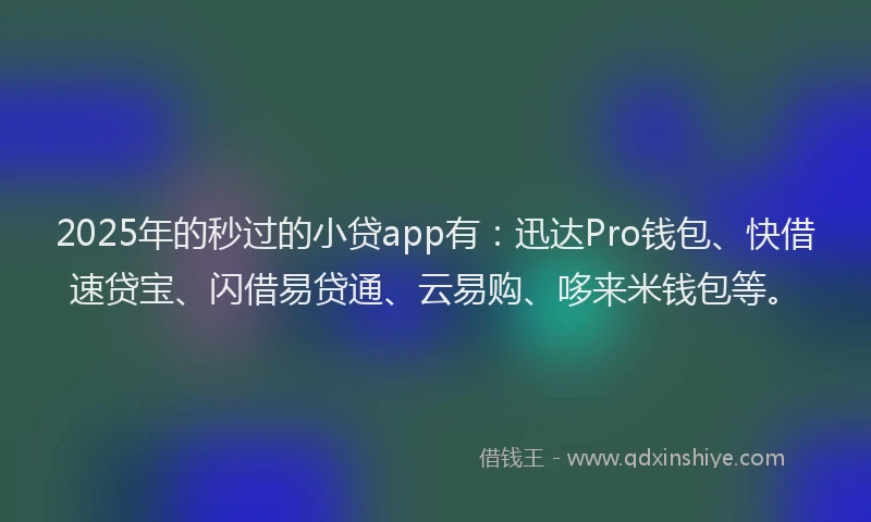 2025年的秒过的小贷app有：迅达Pro钱包、快借速贷宝、闪借易贷通、云易购、哆来米钱包等。