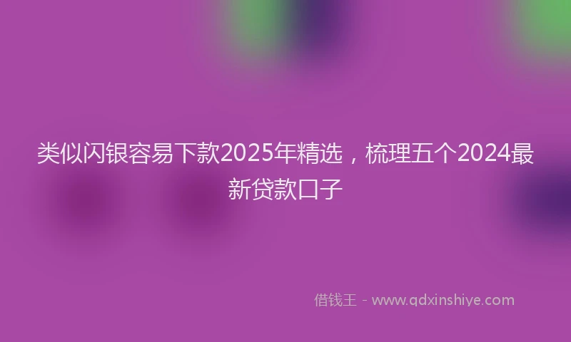 类似闪银容易下款2025年精选，梳理五个2024最新贷款口子