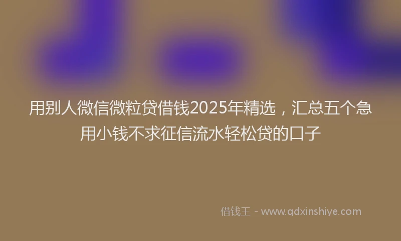 用别人微信微粒贷借钱2025年精选，汇总五个急用小钱不求征信流水轻松贷的口子