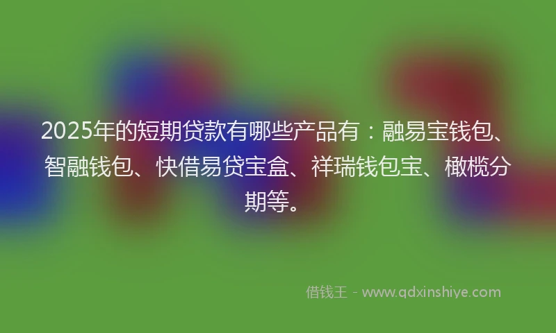2025年的短期贷款有哪些产品有：融易宝钱包、智融钱包、快借易贷宝盒、祥瑞钱包宝、橄榄分期等。