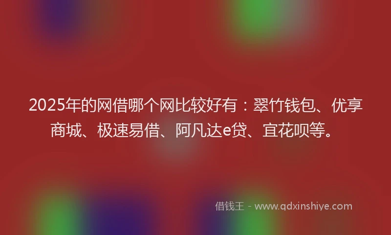 2025年的网借哪个网比较好有：翠竹钱包、优享商城、极速易借、阿凡达e贷、宜花呗等。