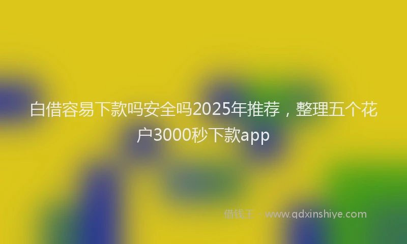 白借容易下款吗安全吗2025年推荐，整理五个花户3000秒下款app
