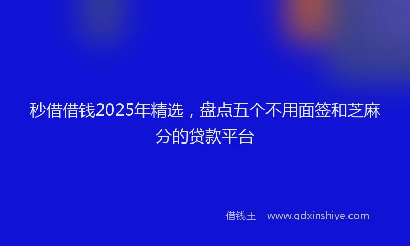 秒借借钱2025年精选，盘点五个不用面签和芝麻分的贷款平台