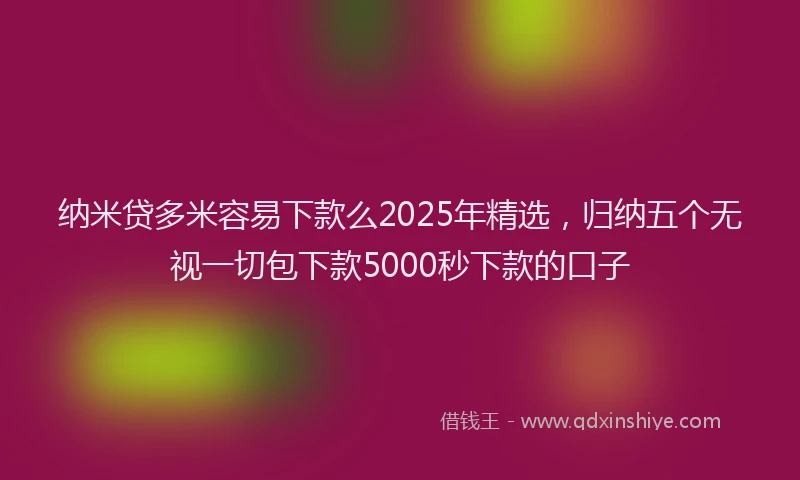 纳米贷多米容易下款么2025年精选，归纳五个无视一切包下款5000秒下款的口子