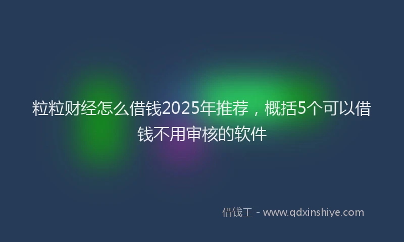 粒粒财经怎么借钱2025年推荐，概括5个可以借钱不用审核的软件