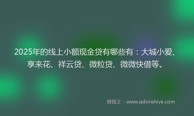 2025年的线上小额现金贷有哪些有：大城小爱、享来花、祥云贷、微粒贷、微微快借等。