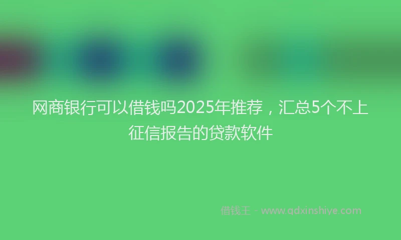 网商银行可以借钱吗2025年推荐，汇总5个不上征信报告的贷款软件