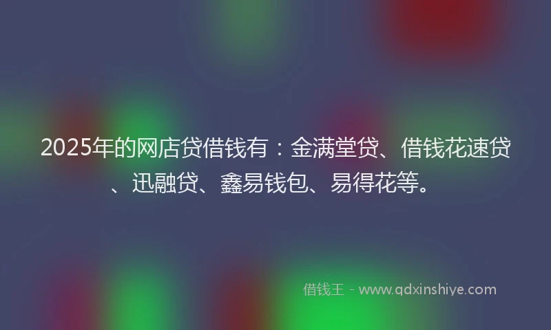 2025年的网店贷借钱有：金满堂贷、借钱花速贷、迅融贷、鑫易钱包、易得花等。