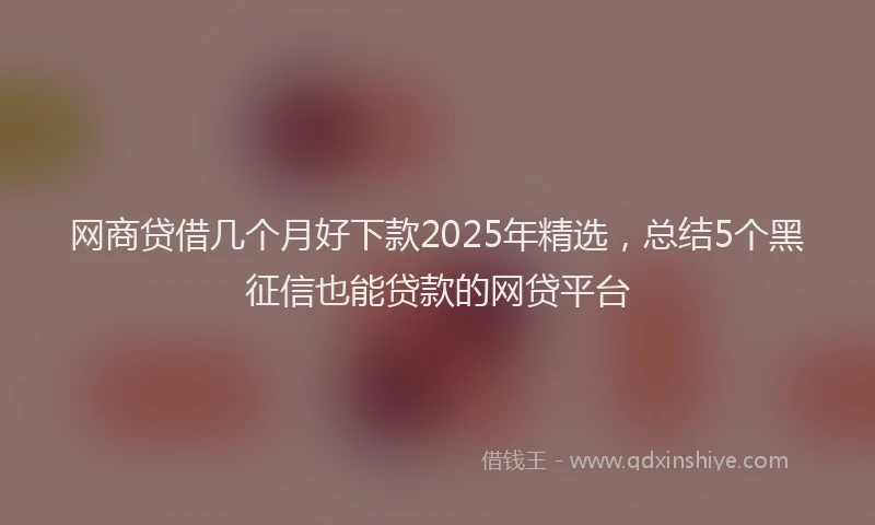 网商贷借几个月好下款2025年精选，总结5个黑征信也能贷款的网贷平台