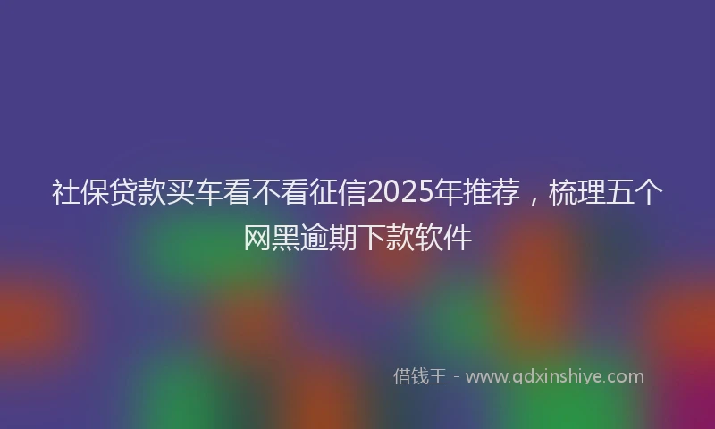 社保贷款买车看不看征信2025年推荐，梳理五个网黑逾期下款软件