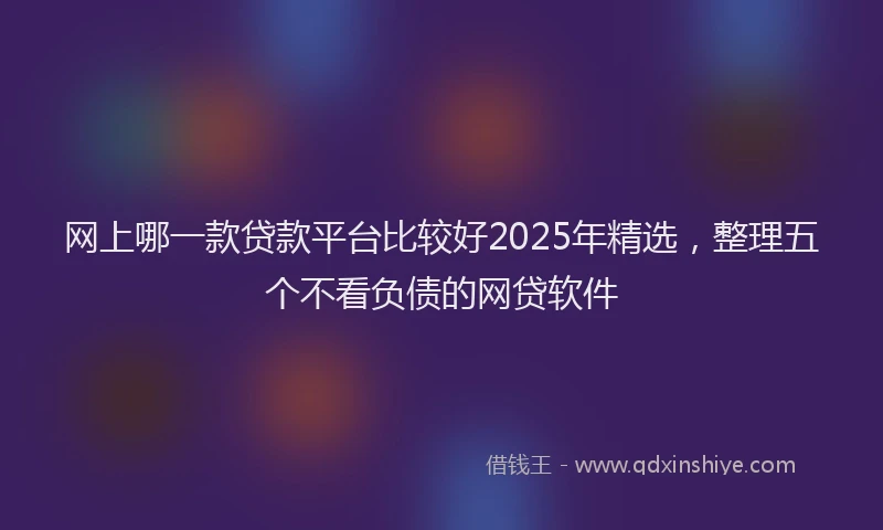 网上哪一款贷款平台比较好2025年精选，整理五个不看负债的网贷软件