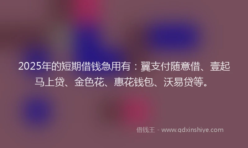 2025年的短期借钱急用有：翼支付随意借、壹起马上贷、金色花、惠花钱包、沃易贷等。