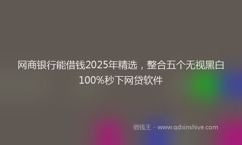 网商银行能借钱2025年精选，整合五个无视黑白100%秒下网贷软件