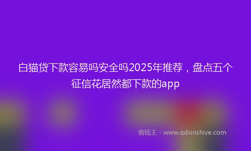 白猫贷下款容易吗安全吗2025年推荐，盘点五个征信花居然都下款的app