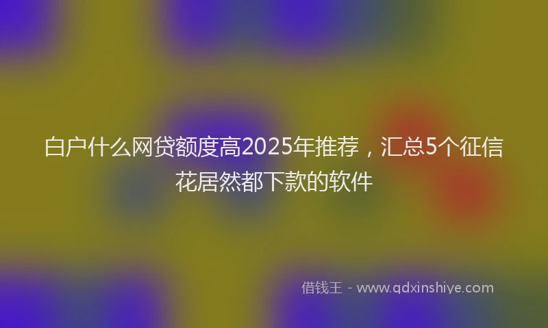白户什么网贷额度高2025年推荐，汇总5个征信花居然都下款的软件