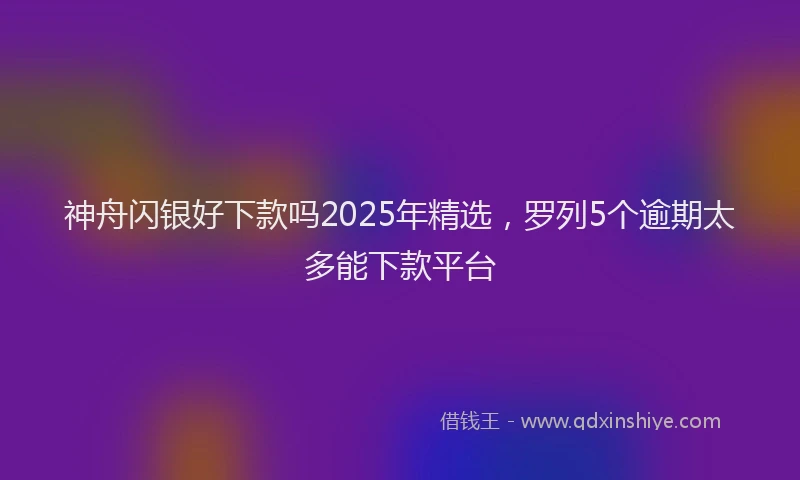 神舟闪银好下款吗2025年精选，罗列5个逾期太多能下款平台