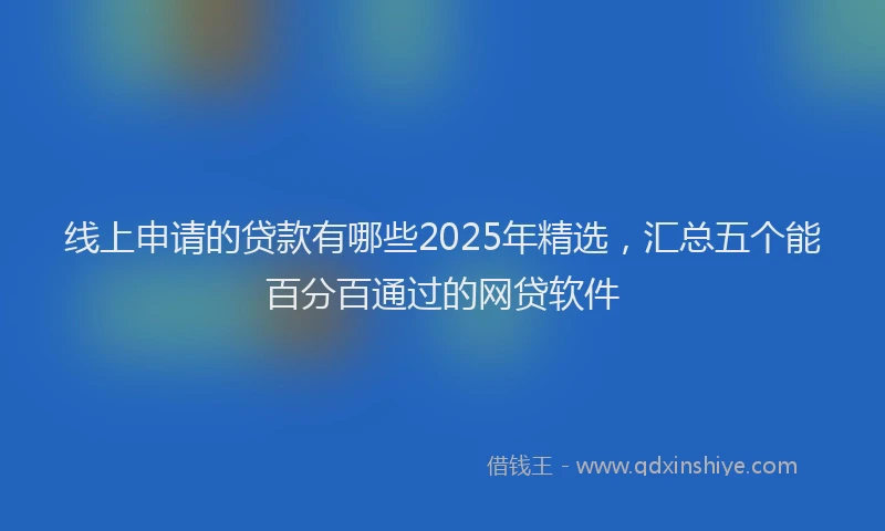 线上申请的贷款有哪些2025年精选，汇总五个能百分百通过的网贷软件