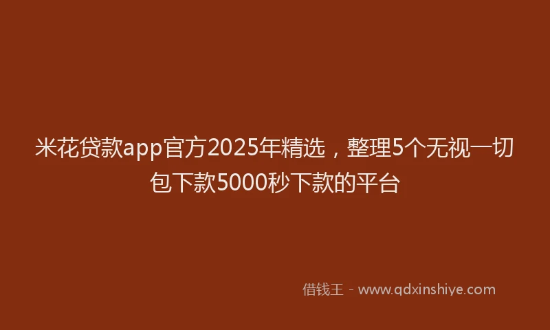 米花贷款app官方2025年精选，整理5个无视一切包下款5000秒下款的平台