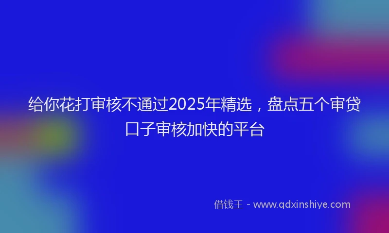 给你花打审核不通过2025年精选，盘点五个审贷口子审核加快的平台