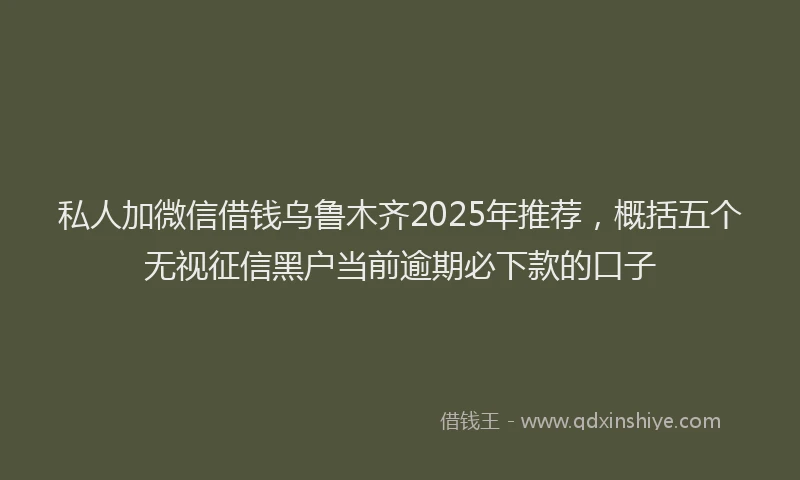 私人加微信借钱乌鲁木齐2025年推荐，概括五个无视征信黑户当前逾期必下款的口子