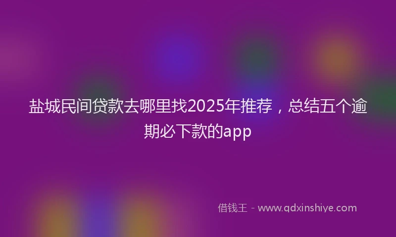 盐城民间贷款去哪里找2025年推荐，总结五个逾期必下款的app