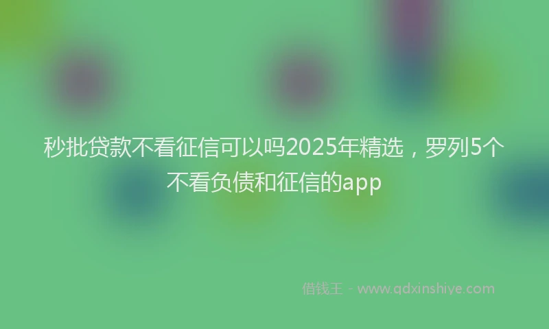秒批贷款不看征信可以吗2025年精选，罗列5个不看负债和征信的app