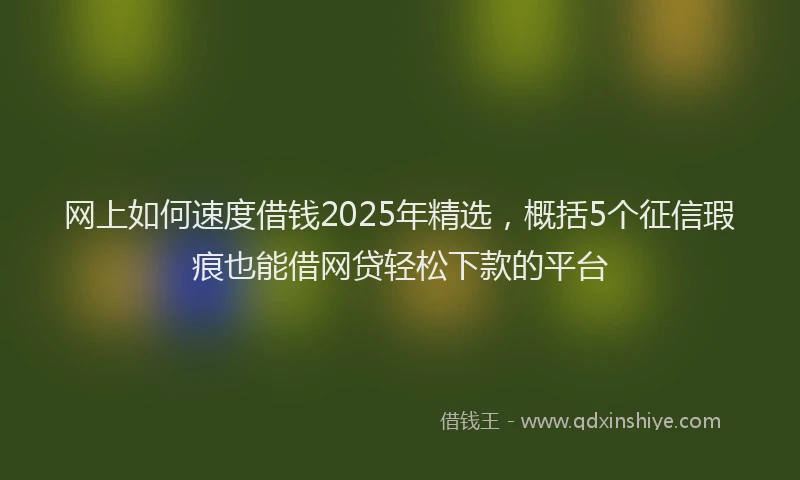 网上如何速度借钱2025年精选，概括5个征信瑕疵也能借网贷轻松下款的平台