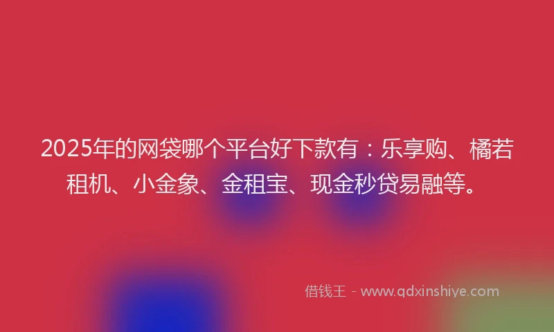 2025年的网袋哪个平台好下款有：乐享购、橘若租机、小金象、金租宝、现金秒贷易融等。