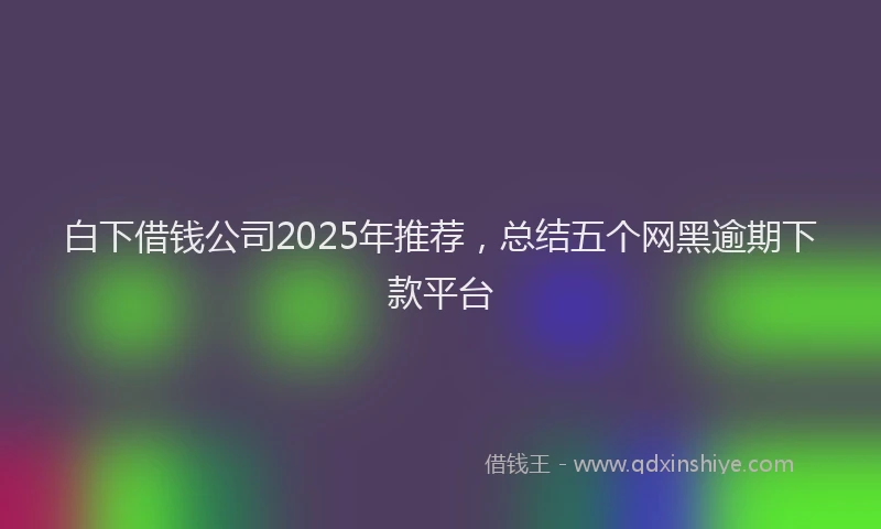 白下借钱公司2025年推荐，总结五个网黑逾期下款平台