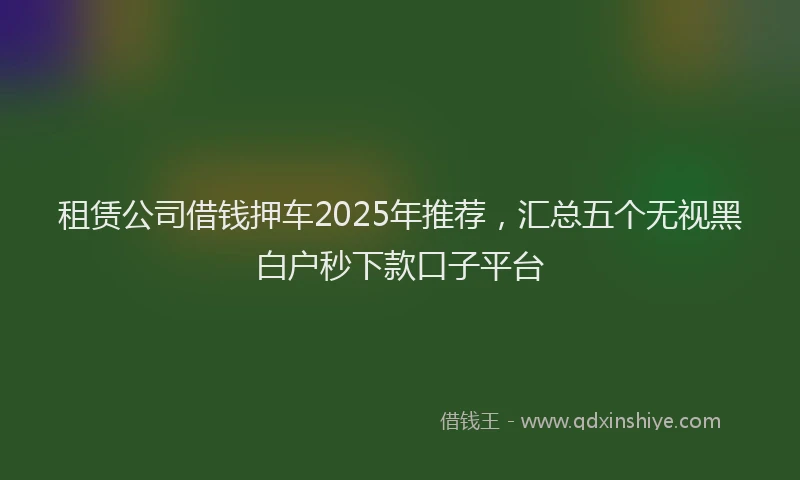 租赁公司借钱押车2025年推荐，汇总五个无视黑白户秒下款口子平台