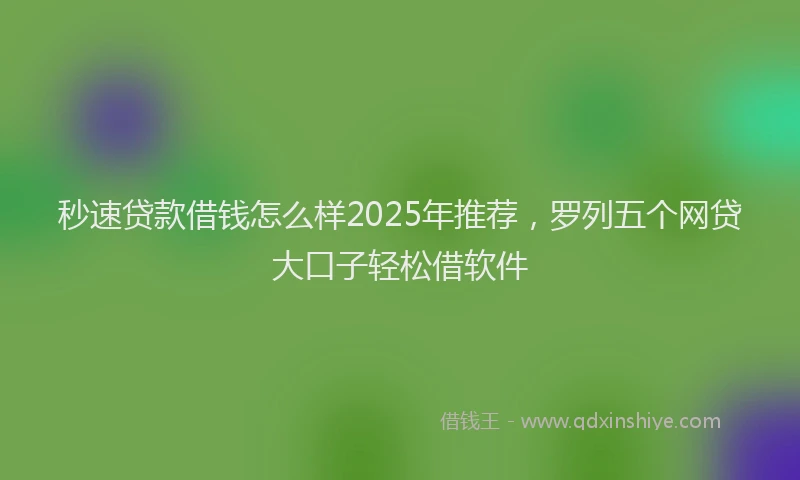 秒速贷款借钱怎么样2025年推荐，罗列五个网贷大口子轻松借软件