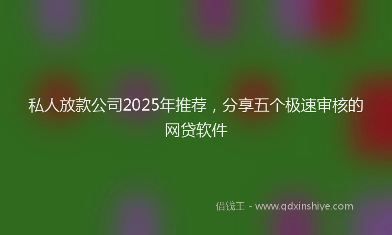 私人放款公司2025年推荐，分享五个极速审核的网贷软件