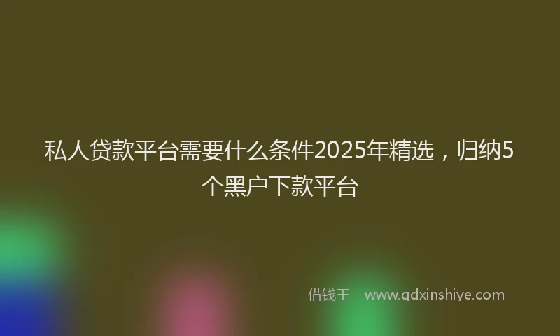 私人贷款平台需要什么条件2025年精选，归纳5个黑户下款平台