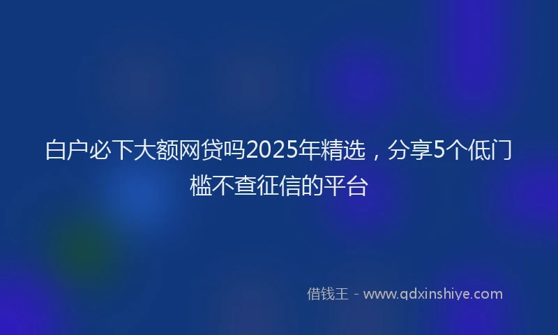 白户必下大额网贷吗2025年精选，分享5个低门槛不查征信的平台
