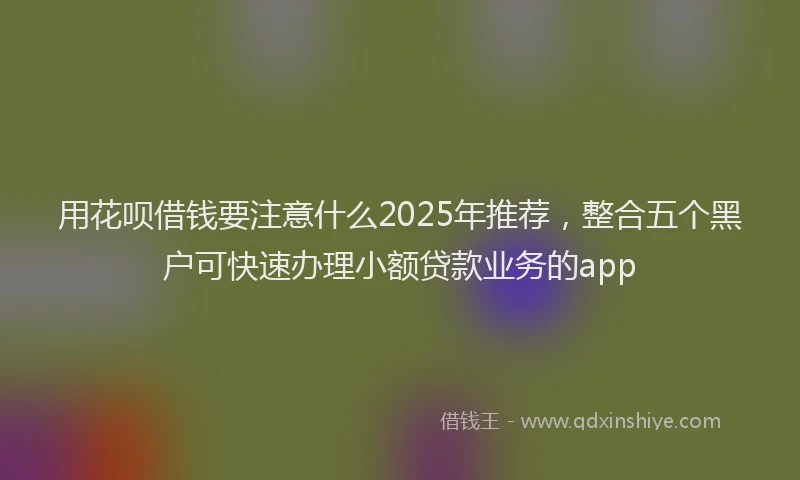 用花呗借钱要注意什么2025年推荐，整合五个黑户可快速办理小额贷款业务的app