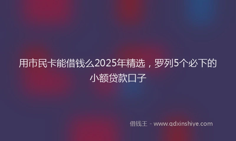 用市民卡能借钱么2025年精选，罗列5个必下的小额贷款口子