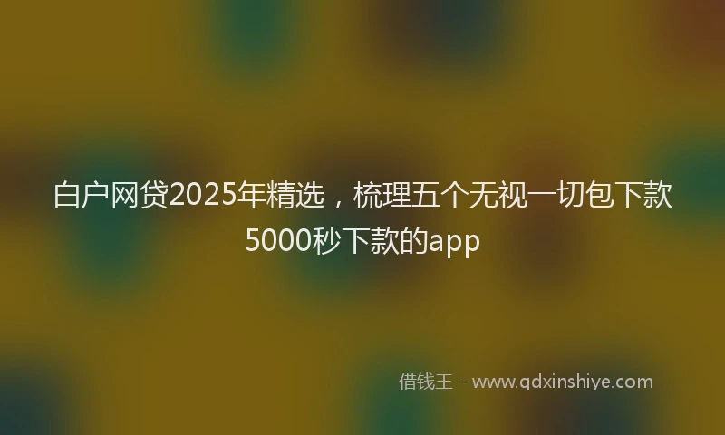 白户网贷2025年精选，梳理五个无视一切包下款5000秒下款的app