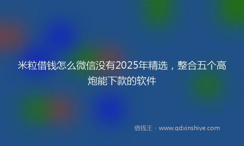 米粒借钱怎么微信没有2025年精选，整合五个高炮能下款的软件