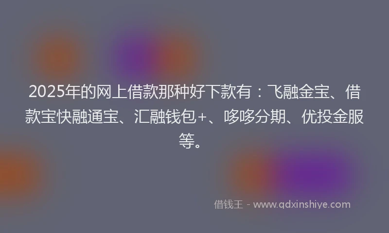 2025年的网上借款那种好下款有：飞融金宝、借款宝快融通宝、汇融钱包+、哆哆分期、优投金服等。