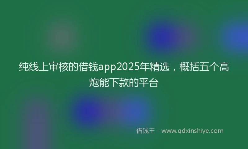 纯线上审核的借钱app2025年精选，概括五个高炮能下款的平台