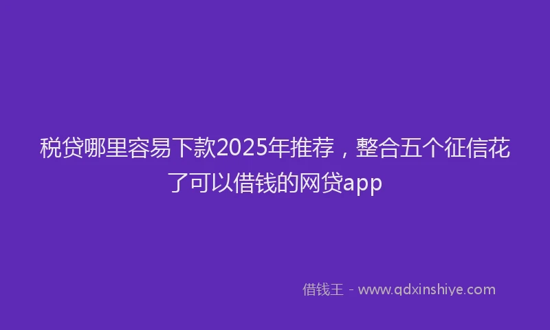 税贷哪里容易下款2025年推荐，整合五个征信花了可以借钱的网贷app