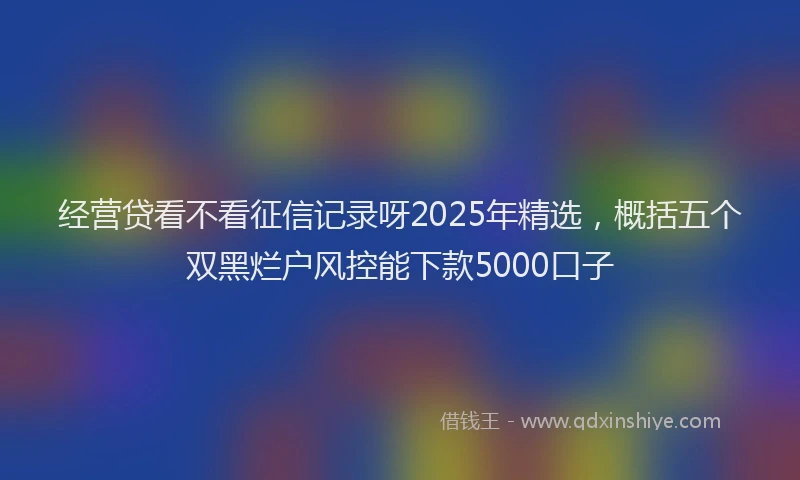 经营贷看不看征信记录呀2025年精选，概括五个双黑烂户风控能下款5000口子