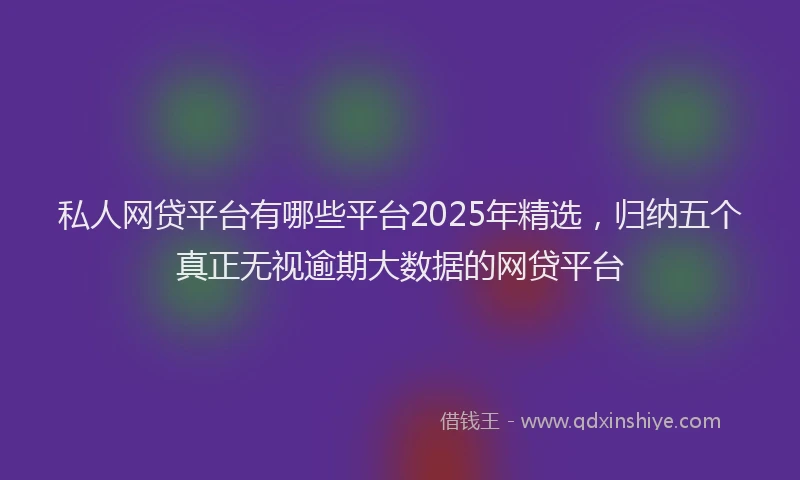 私人网贷平台有哪些平台2025年精选，归纳五个真正无视逾期大数据的网贷平台